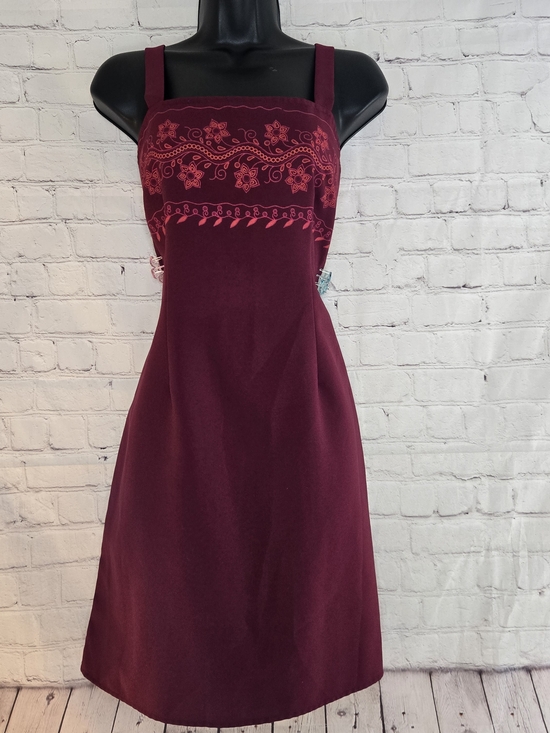 No Boundaries Dresses & Skirts - Vtg y2k 'No Boundaries' Burgundy floral trim boho preppy whimsigoth mini dress L